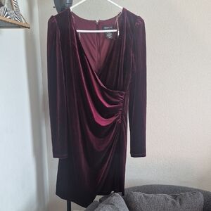 Teeze Me Burgundy Velvet Long Sleeve Dress